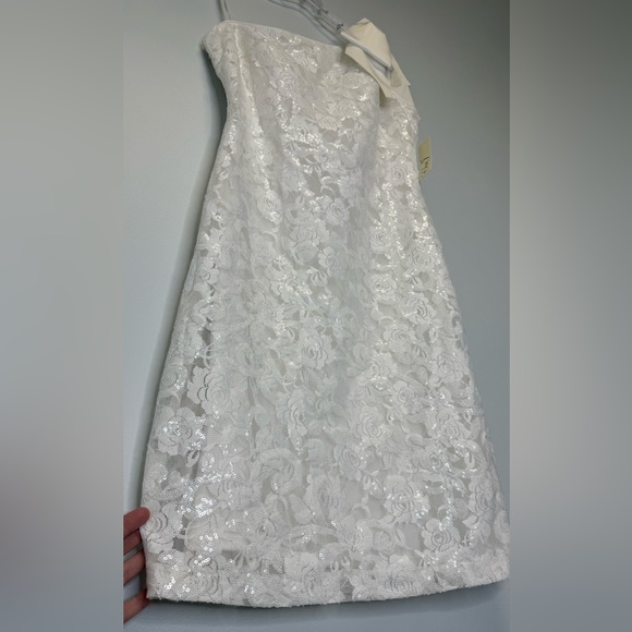 ELIZA J White Sequin Satin Bow One Shoulder Cocktail Dress Women’s Size 14 NWT - Picture 14 of 14